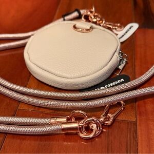 Cell Phone Lanyard/Crossbody & Wrist straps Rose Gold metal -Pink cord strap New